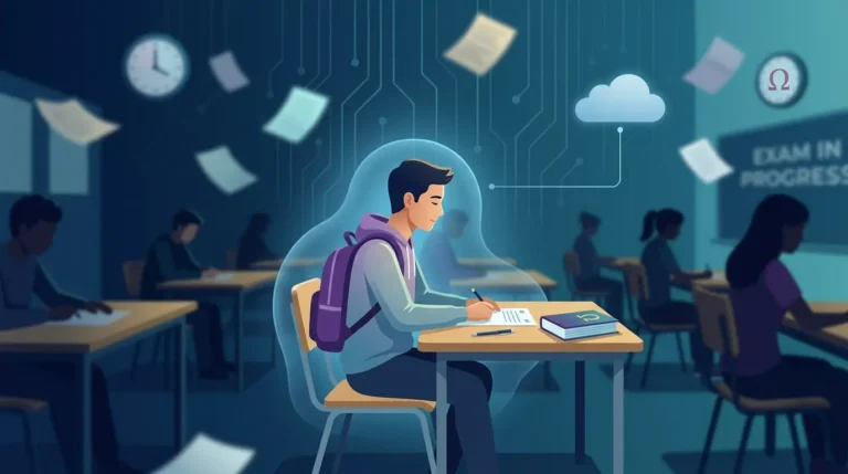 Estudiante aplicando el estoicismo para mantener la calma y controlar los nervios en un examen