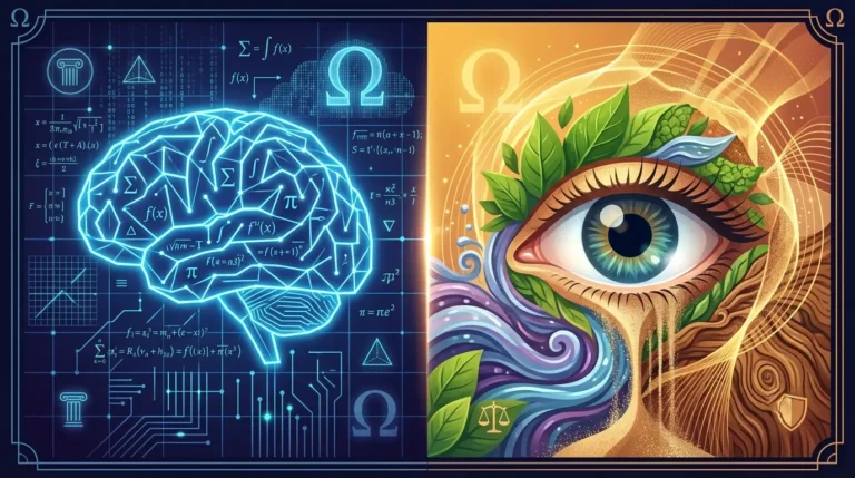 Composicion visual que compara el cerebro racionalista frente al ojo empirista para mostrar las diferencias de Descartes y Hume