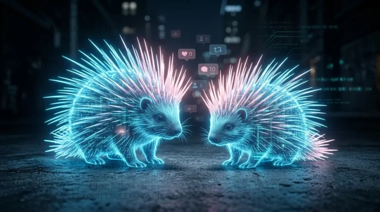 Dos puercoespines intentando acercarse sin pincharse, representando la parabola de Schopenhauer y las relaciones humanas