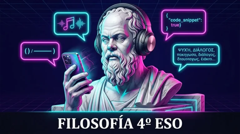 sócrates con cascos y teléfono móvil 4º ESO
